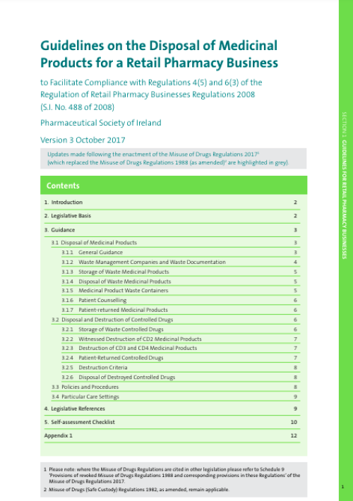 Guidelines on the Disposal of Medicinal Products for a Retail Pharmacy Business pdf cover