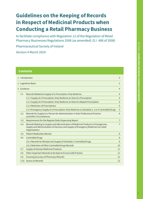 Keeping of Records in Respect of Medicinal Products when Conducting a Retail Pharmacy Business pdf cover