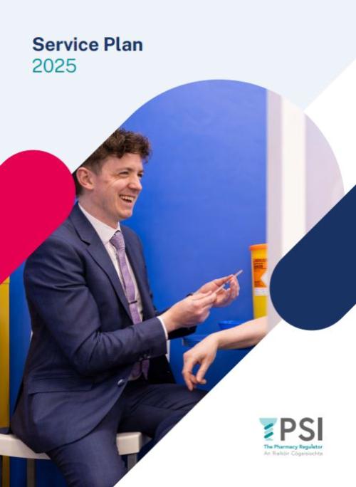 Service Plan 2025 cover featuring male pharmacist giving injection
