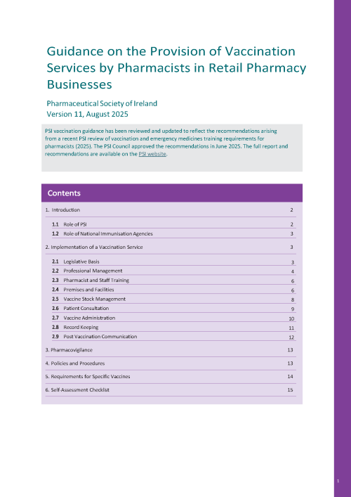 Guidance on the Provision of Vaccination Services by Pharmacists in Retail Pharmacy Businesses