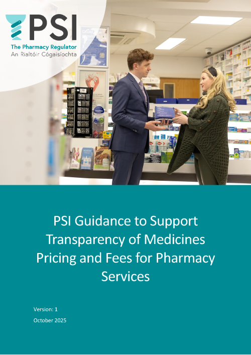 Cover page of PSI Guidance to Support Transparency of Medicines Pricing and Fees for Pharmacy Services