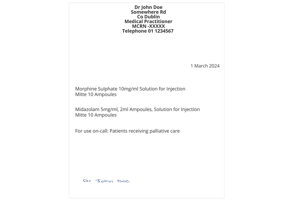 Example of a Compliant Requisition for Schedule 2, 3 and 4 Part 1 CDs