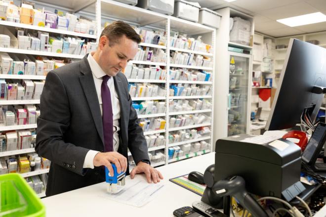 Community pharmacist at work